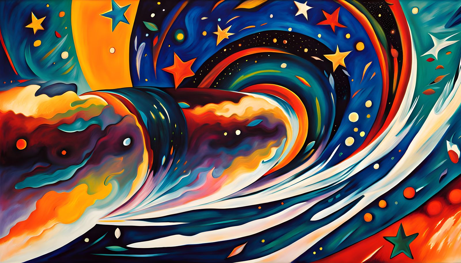 Vibrant Cosmic Vortex in Iridescent Oil