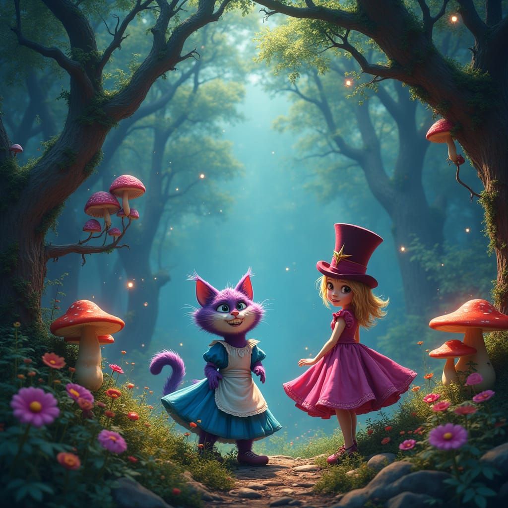 Whimsical Surreal Fantasy Scene in Matte Painting Style