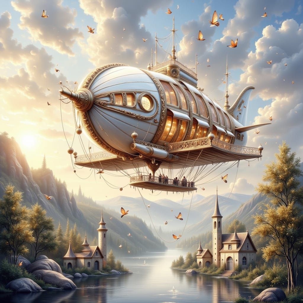Whimsical Airship Romantic Getaway: Dreamy Fanciful Design