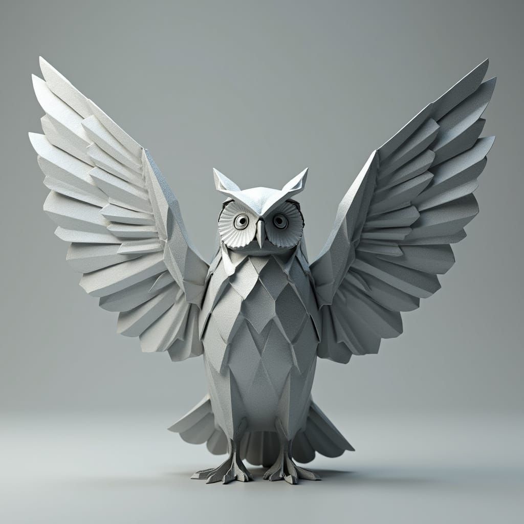 Origami Owl in Metallic Silver with Intricate Box-Pleated Wi...