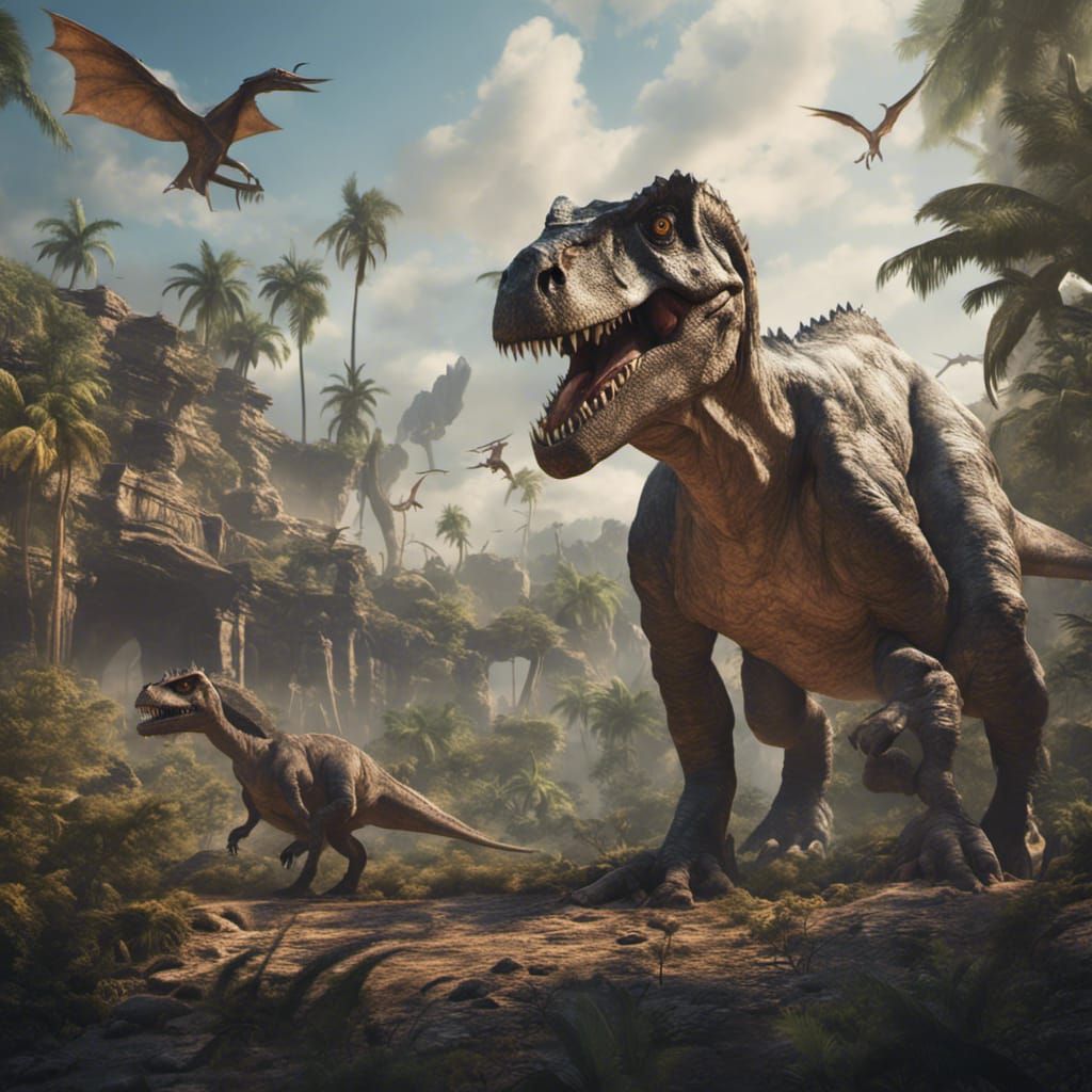 Dinosaurs in the Modern World: Detailed Matte Painting