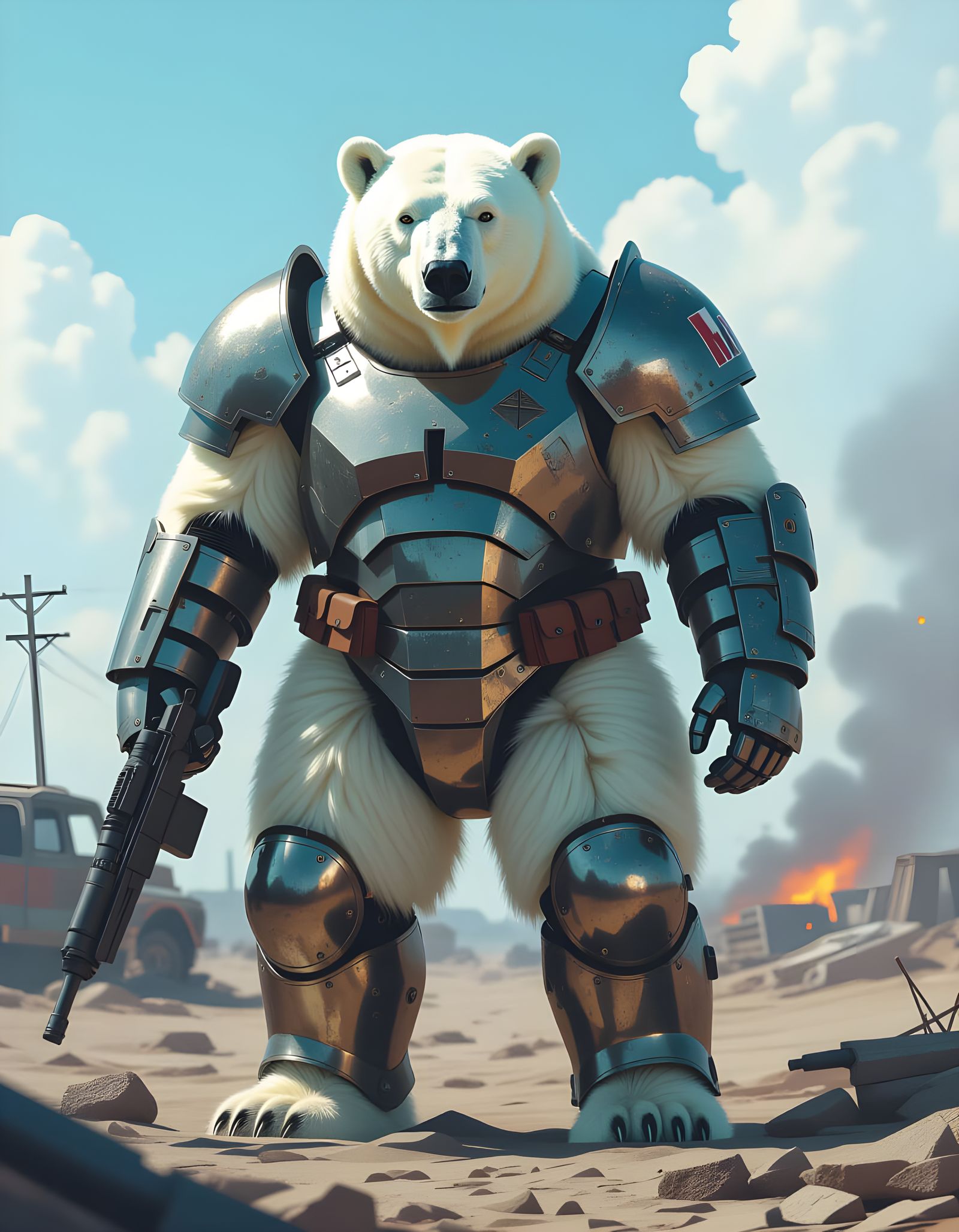Armored Polar Bear on Battlefield