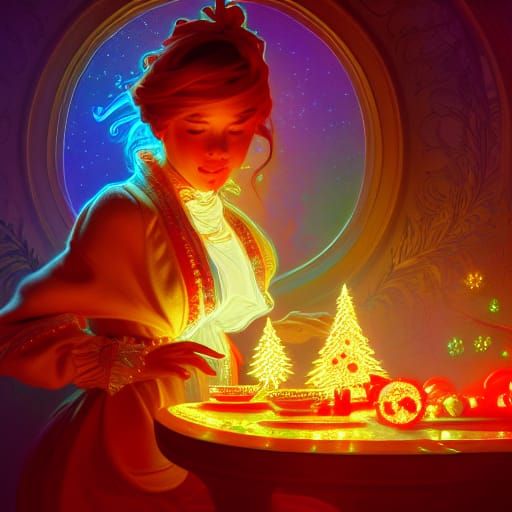 Glowing Christmas Cookies: Detailed Concept Art
