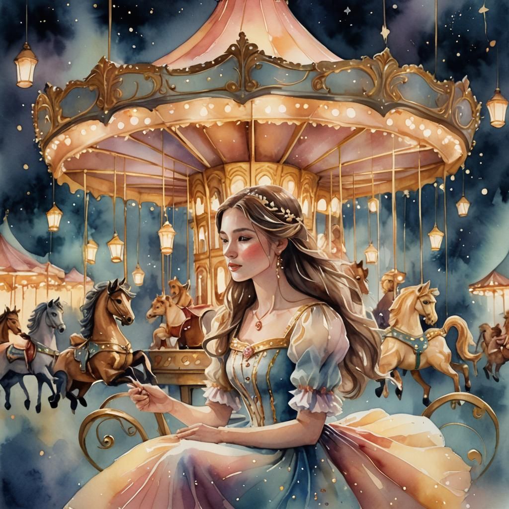 Enchanting Carousel: A Whimsical Watercolor Dream