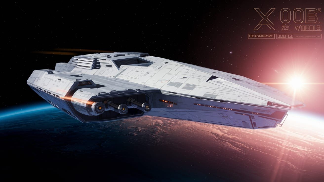 Elegant Starship Fusion in Golden Light