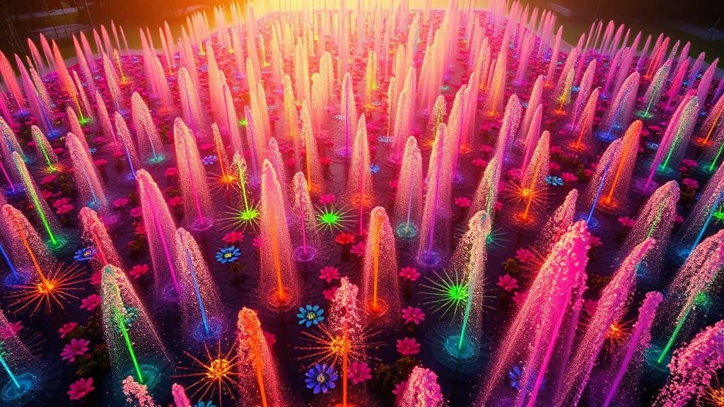 Rainbow Fountains in Hyperdynamic Style