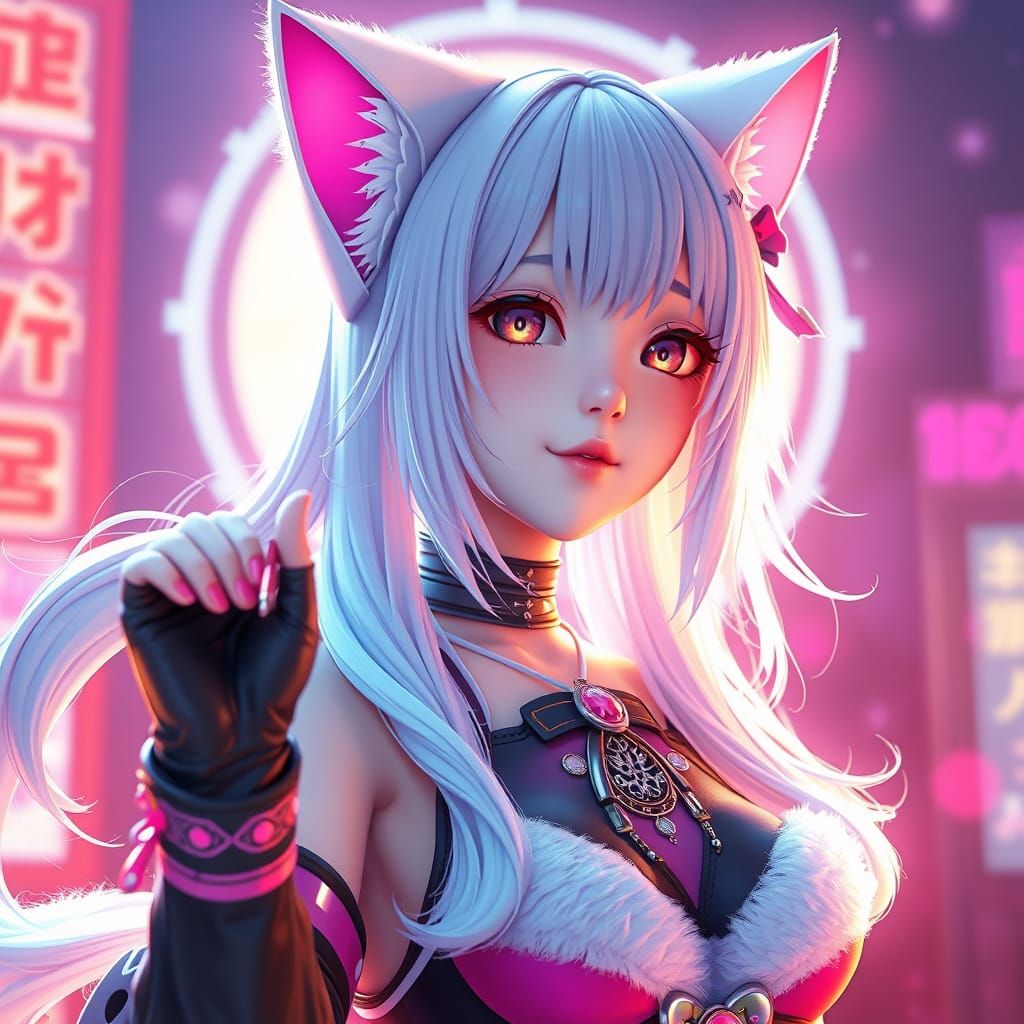 Vibrant Anime E-Girl Concept Art in 3D