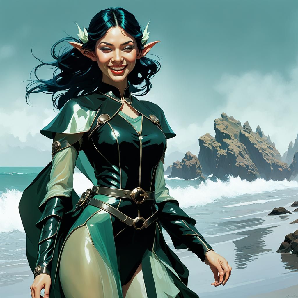 Laughing Elf Double Exposure in Enchanted Setting