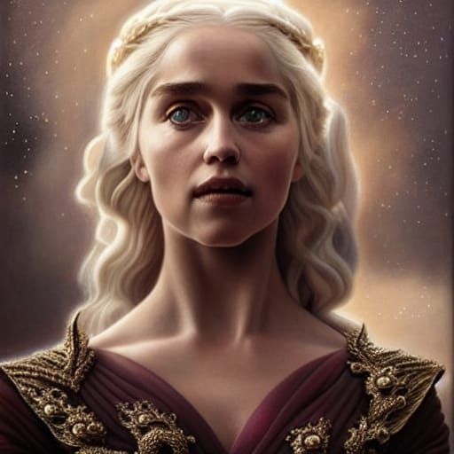 Fantasy Portrait of a Queen with Dragon in Digital Painting