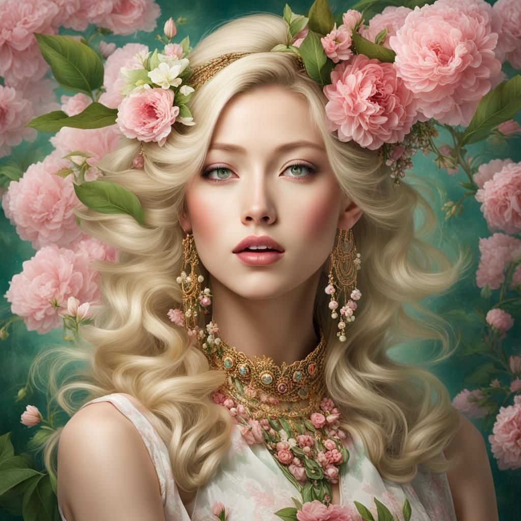 Portrait of Woman in Yoshitaka Amano Style