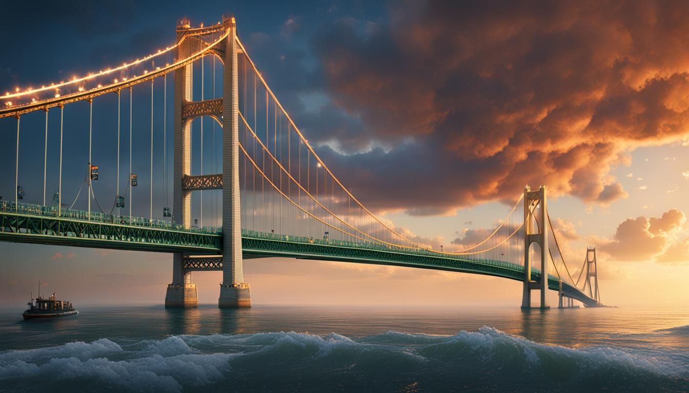 Mackinac Bridge Sunset: Fantastical Concept Art
