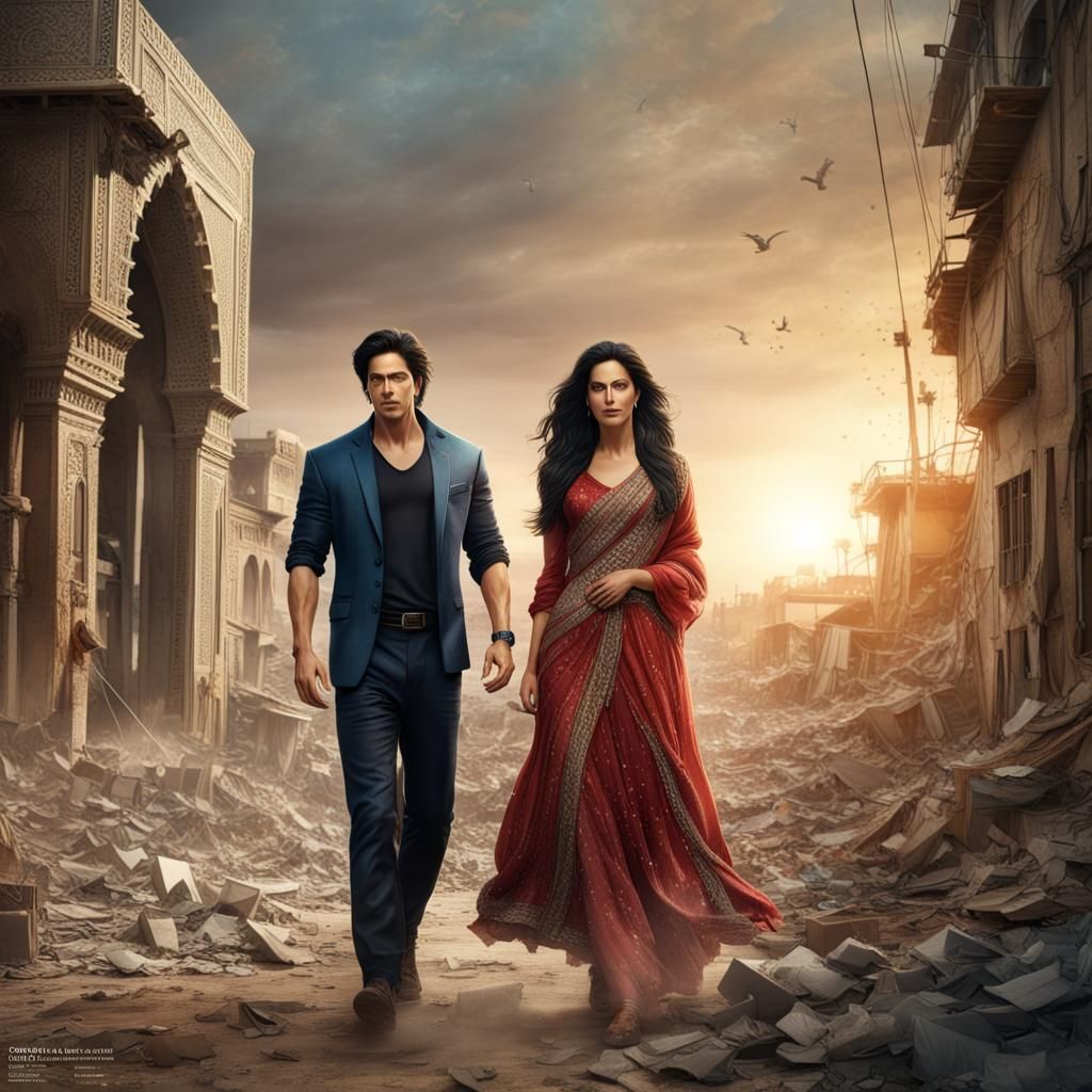 Bollywood Stars in Gaza: Detailed Matte Painting