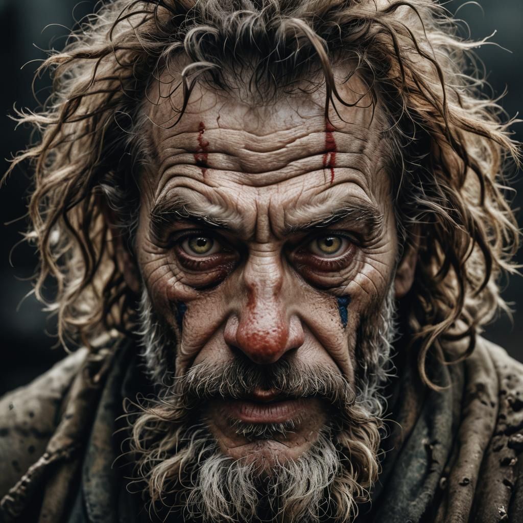 Close-Up Portrait of the God of Clownishness