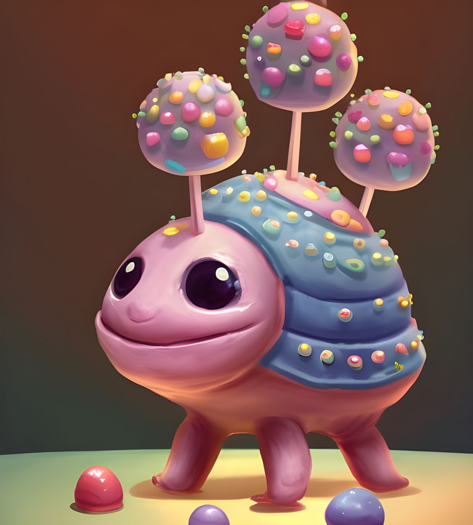 Adorable Cupcake Turtle Character Design in 3D