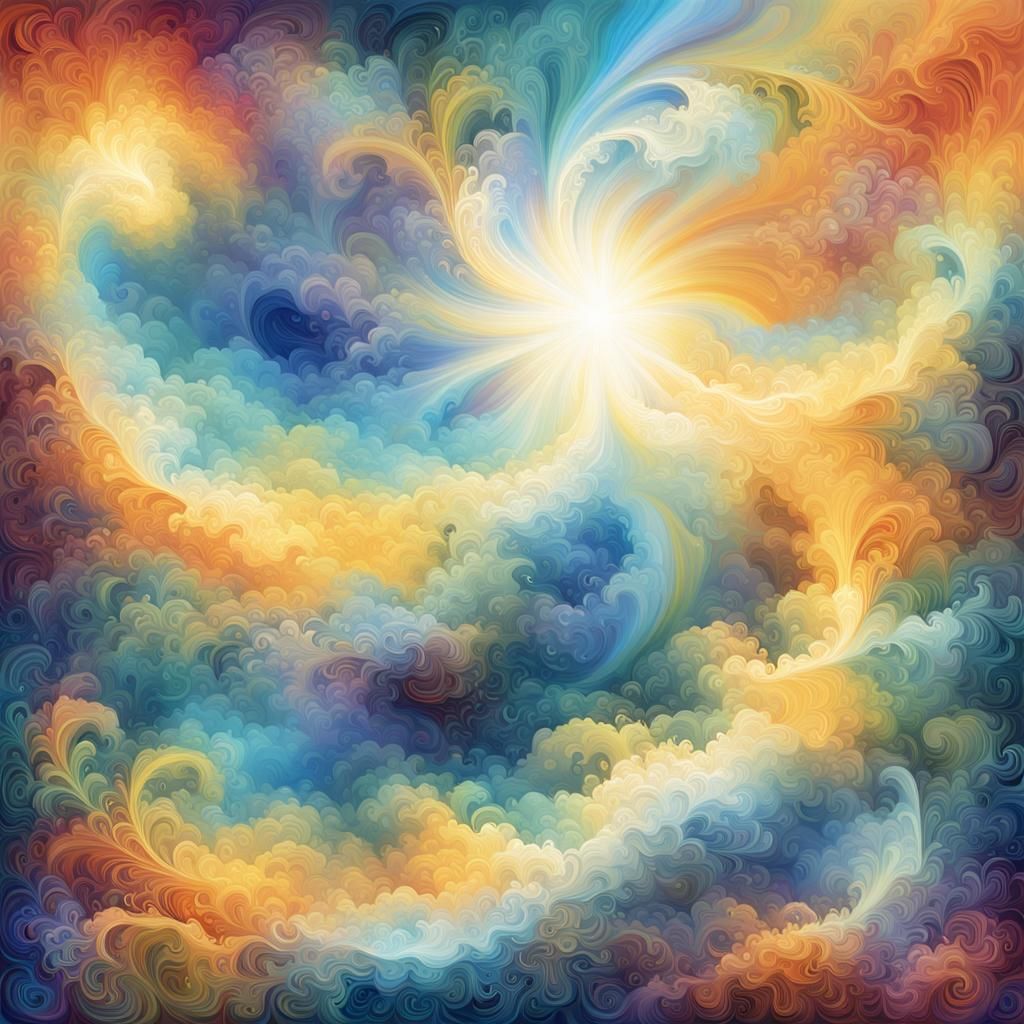 Ethereal Sunshine Through Clouds: Neo-Impressionist Style