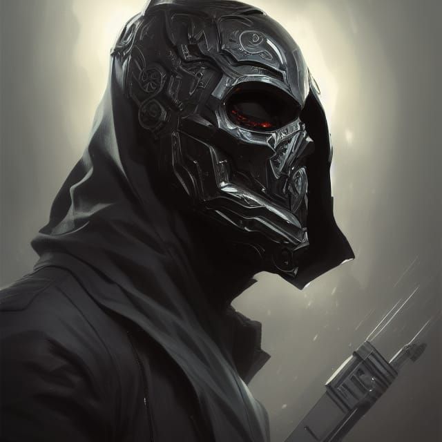 Cybernetic Armored Mask Portrait in Sci-Fi Style