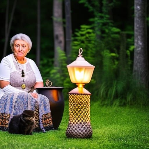 Mystical Ukrainian Molfar in Evening Garden