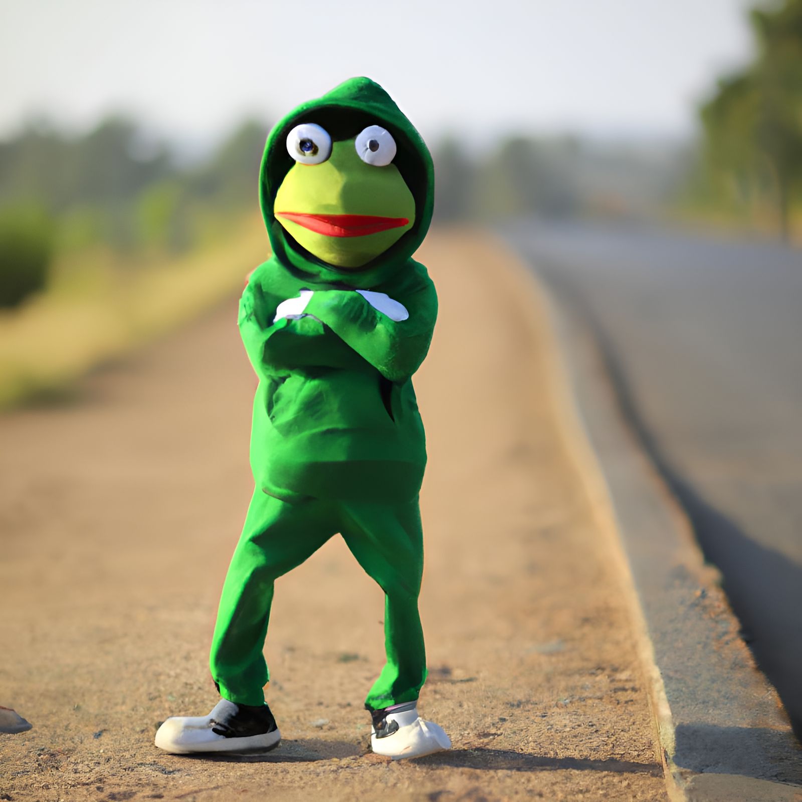 Kermit the Frog Jogging: Professional Close-Up