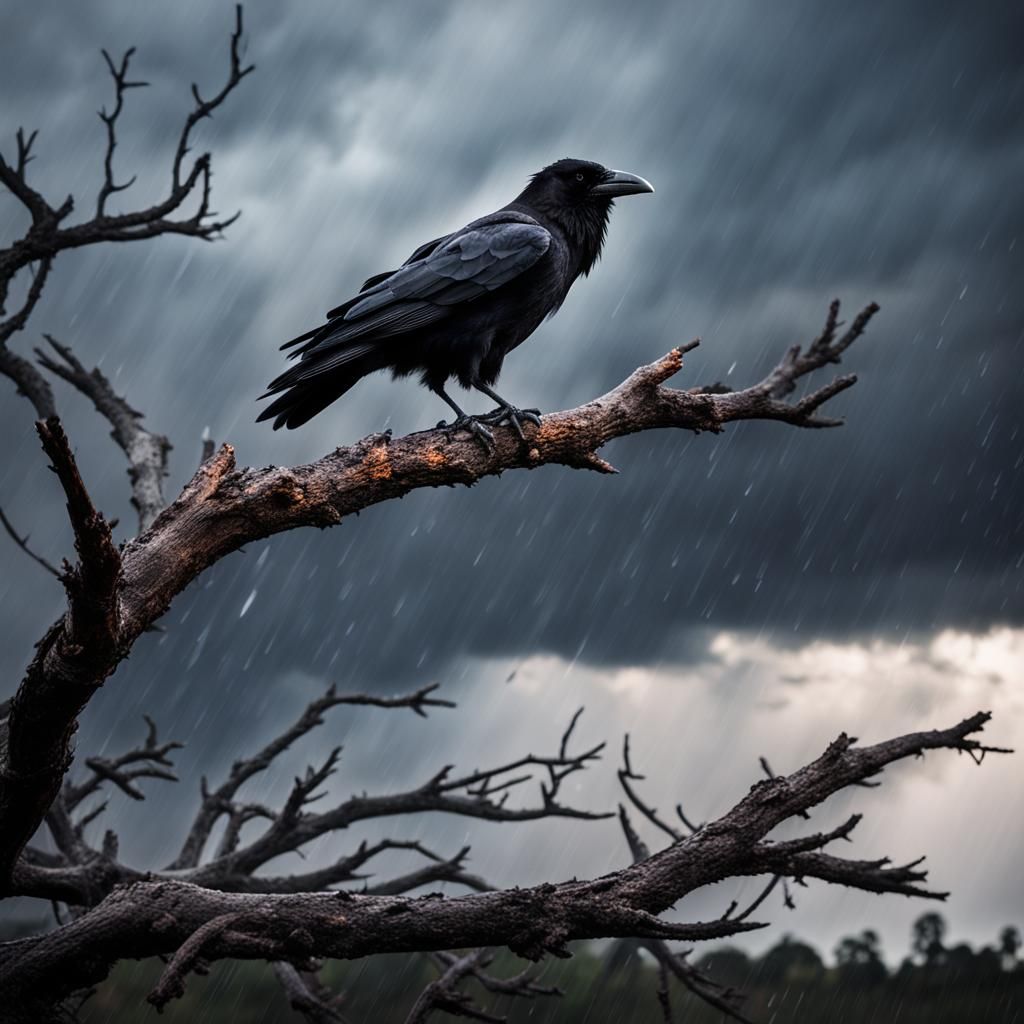 Raven in a storm