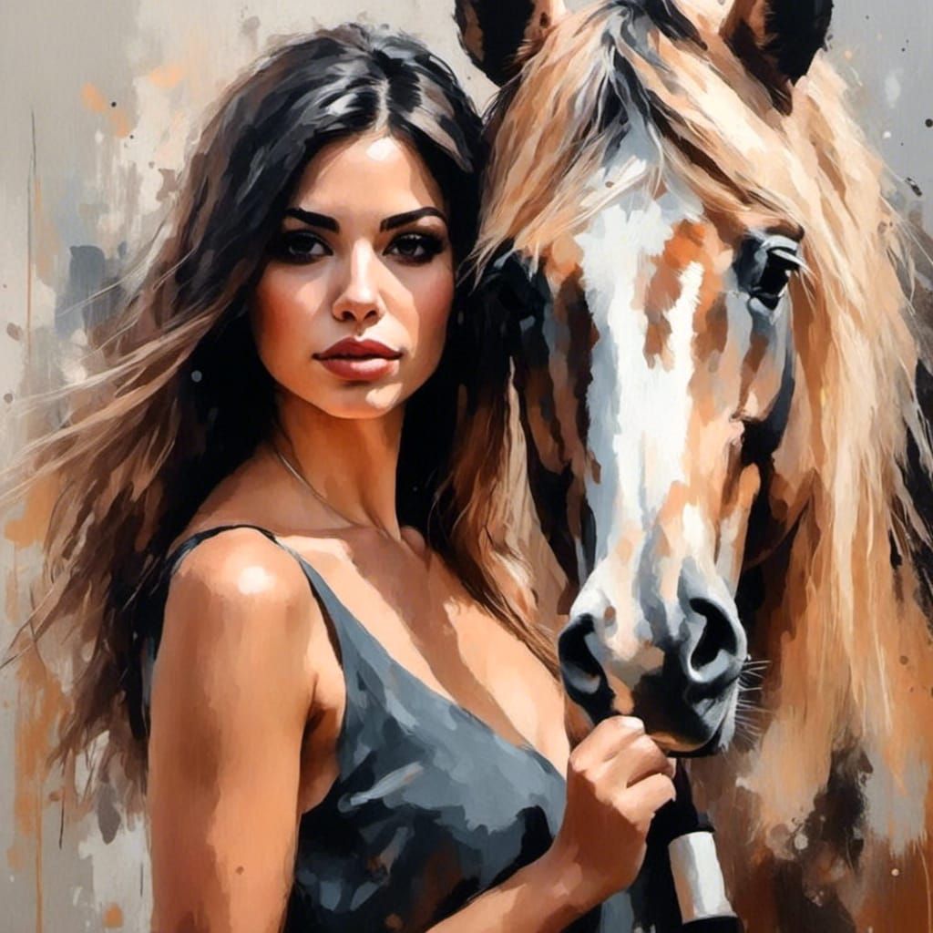 Brunette Cowgirl Portrait in Hyperrealistic Oil Painting