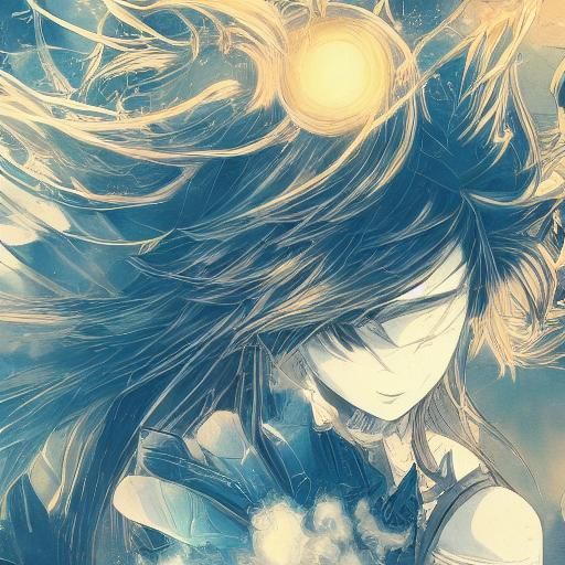 Vibrant Anime Scene: Moonlight on Wet Ink