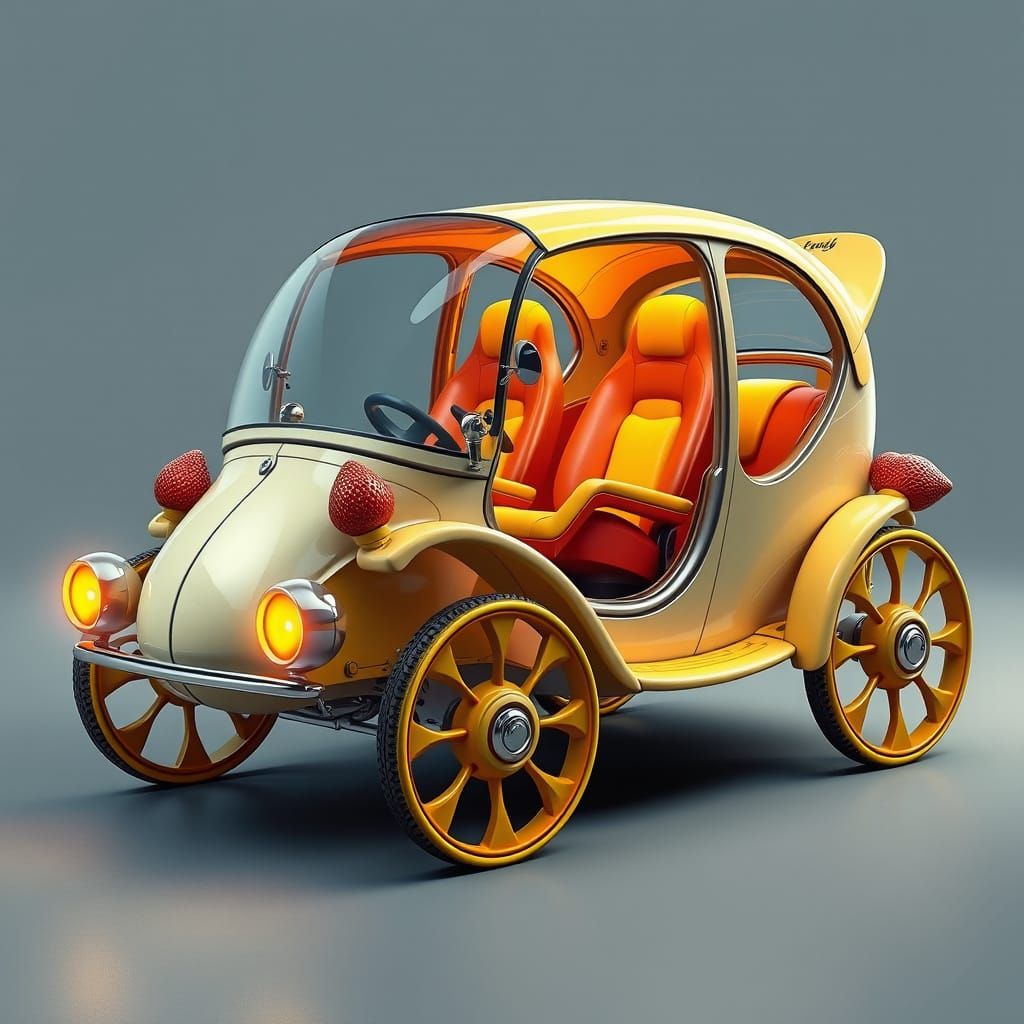 Photorealistic Fruit Car with Sleek Futuristic Design