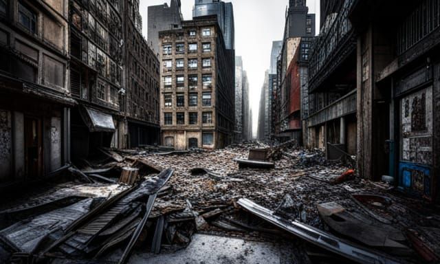 Post-Apocalyptic Abandoned NYC in Hyperrealistic Style