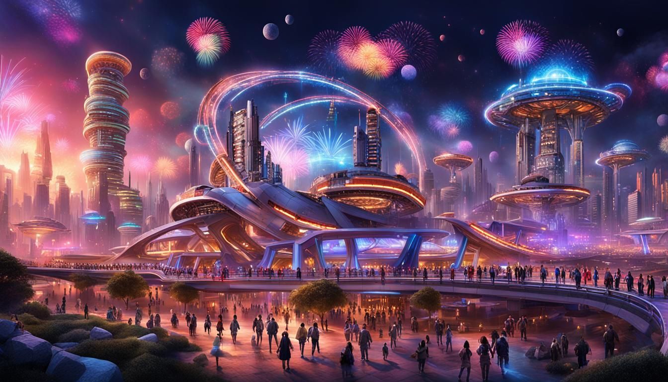 Futuristic Cyberpunk Theme Park of the Future