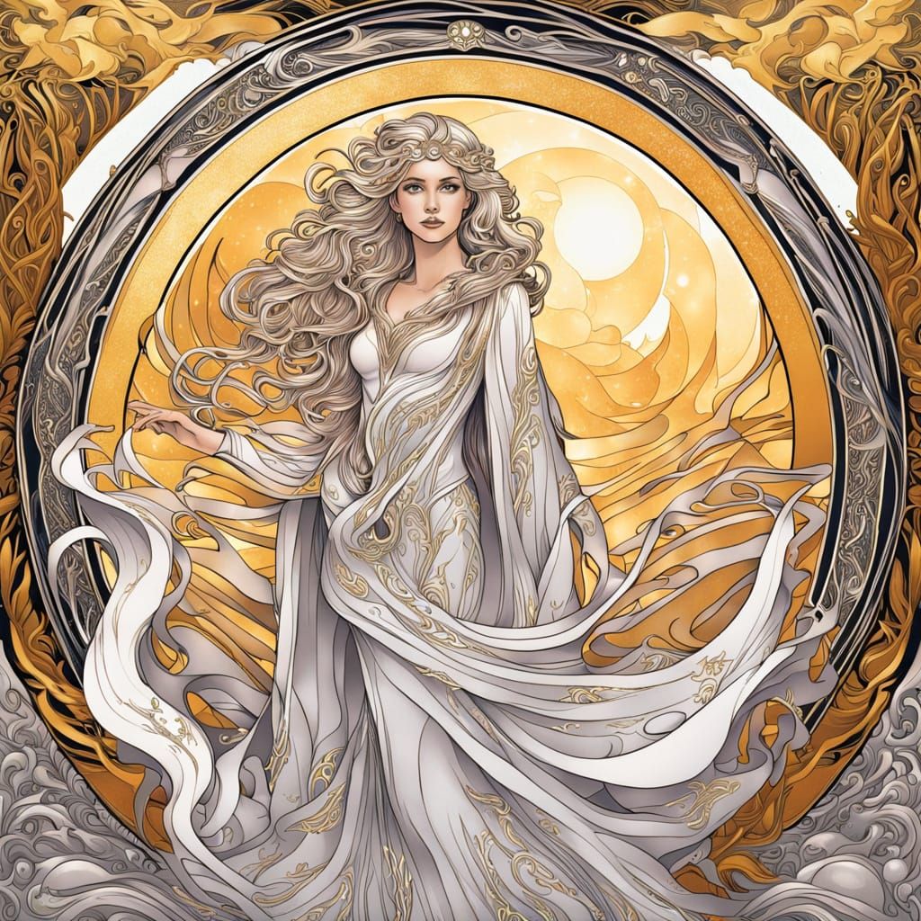 Divine Ink Goddess in Art Nouveau Frame