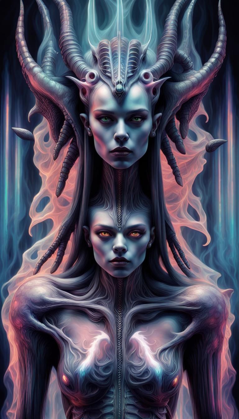 Giger-Inspired Crystal Demon with Infrared Lasers