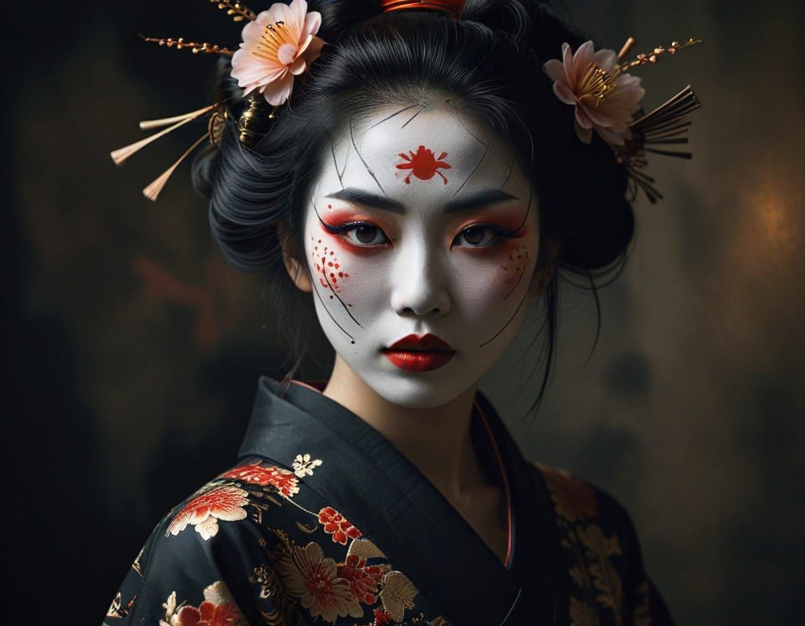 Stunning Geisha in Asian Gothic Style