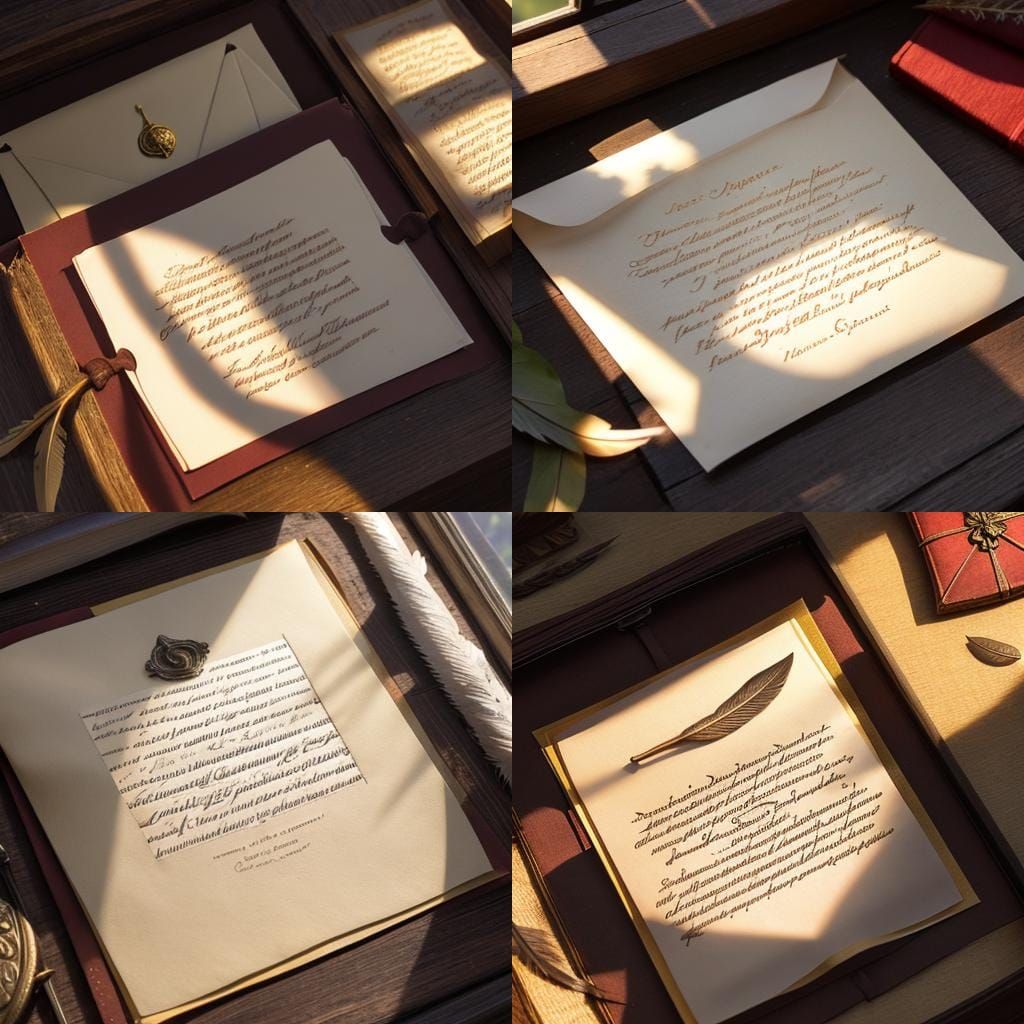 Medieval Letter with Feather Quill and Wax Seal