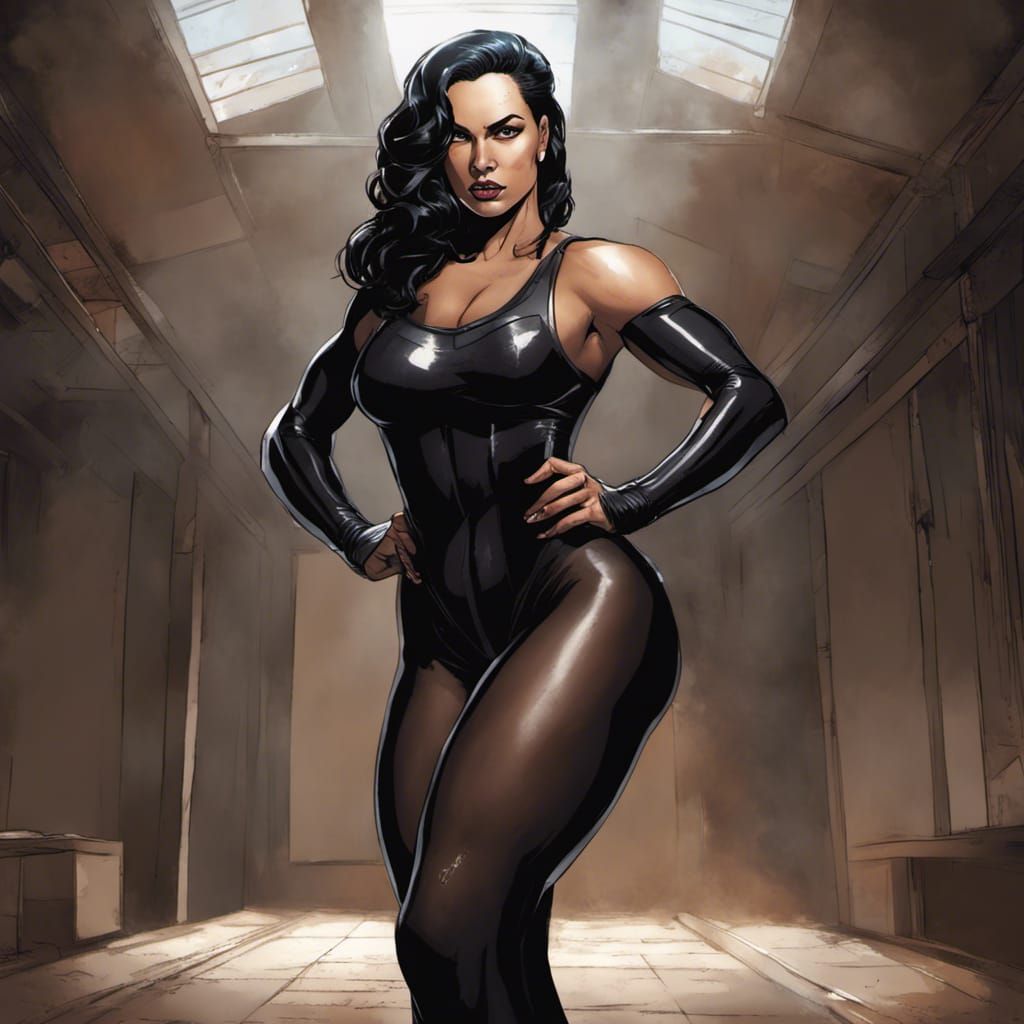 Woman Flexing Muscles in Comic Book Art Style