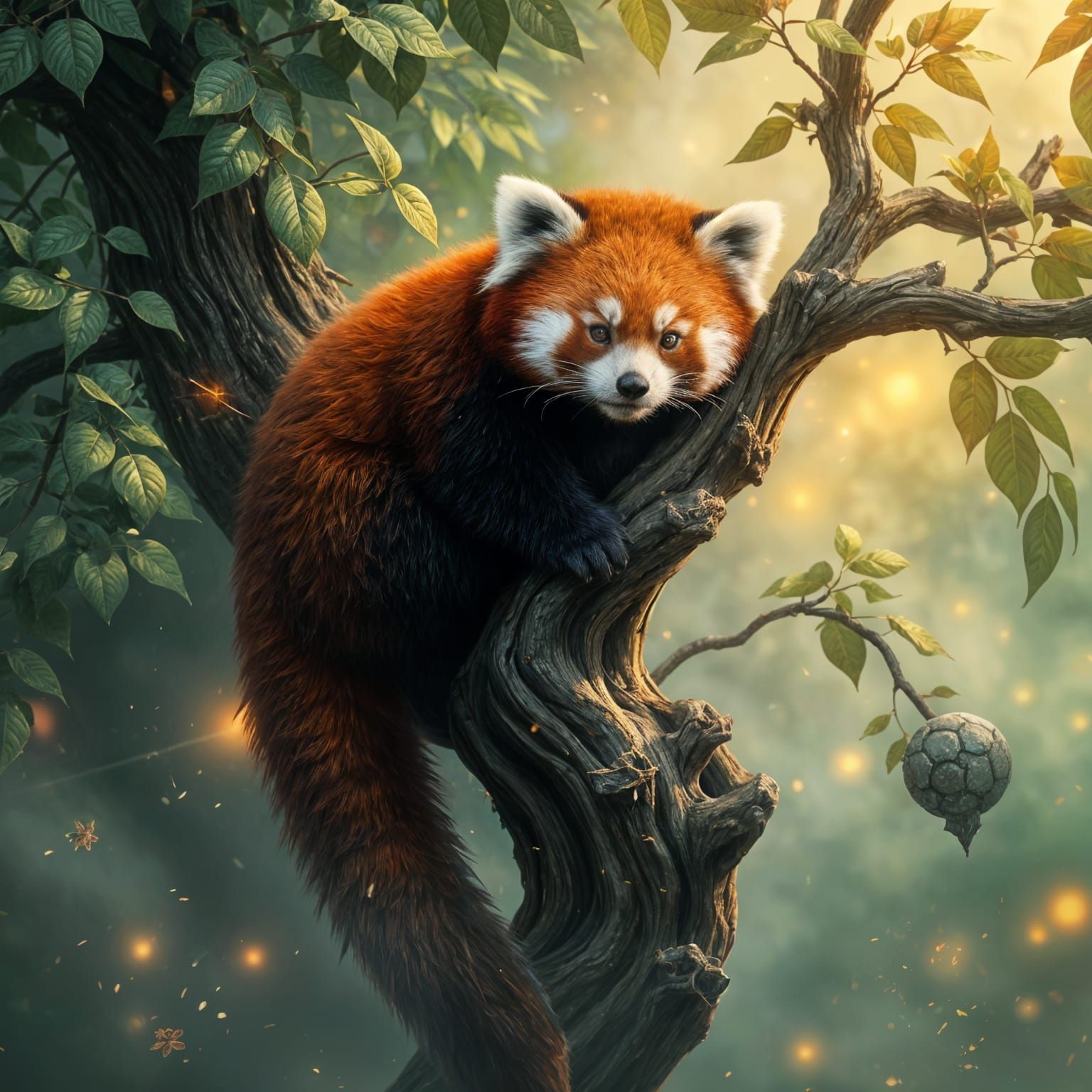 Fantastical Red Panda in Vibrant Colors