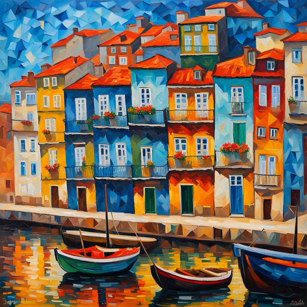 Porto, Portugal in Expressionist Oil Paint Style