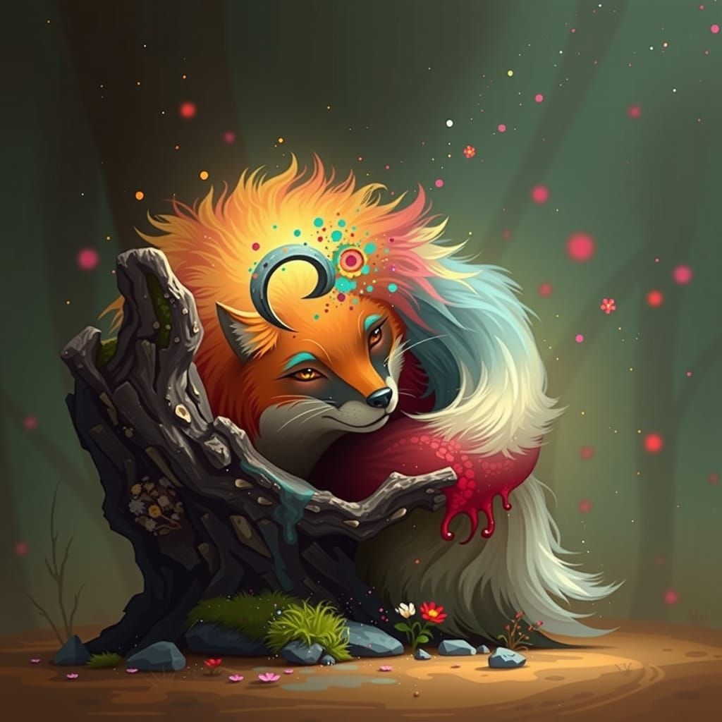 Dreamy Fox in Vibrant Forest Glade