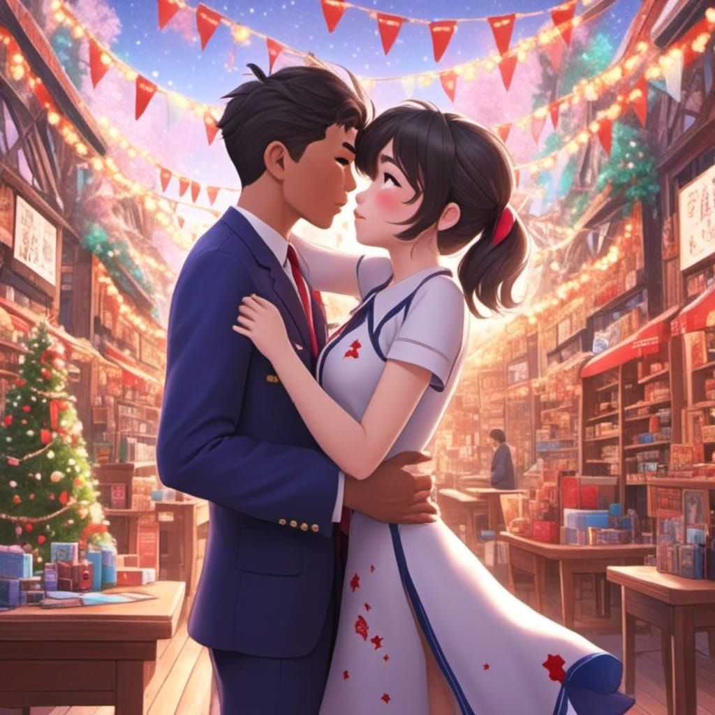 Couple Kissing in Pixar-Inspired 3D Digital Art