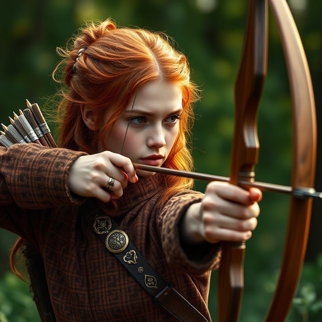 Celtic Archer with Bow in Hyper-Realistic Style