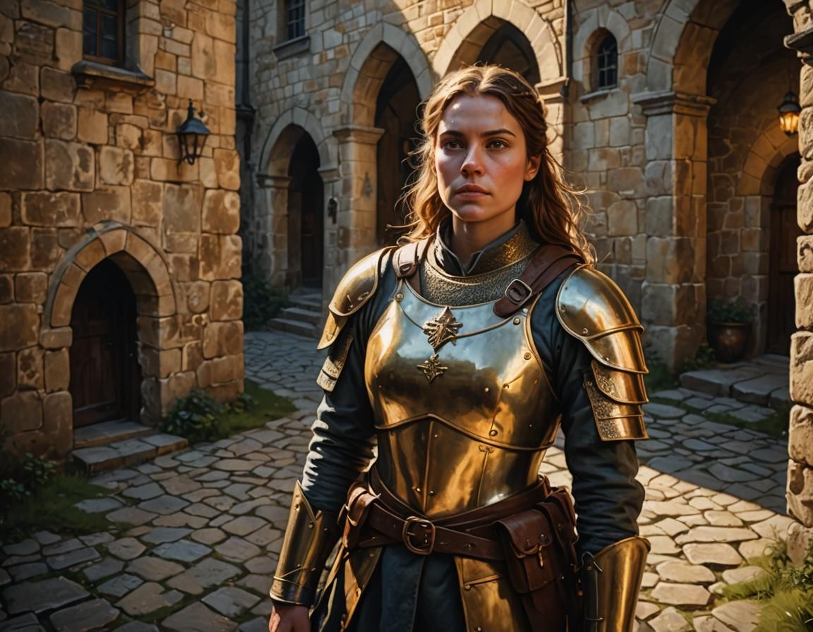 Medieval City Guard Captain in Oil Painting Style