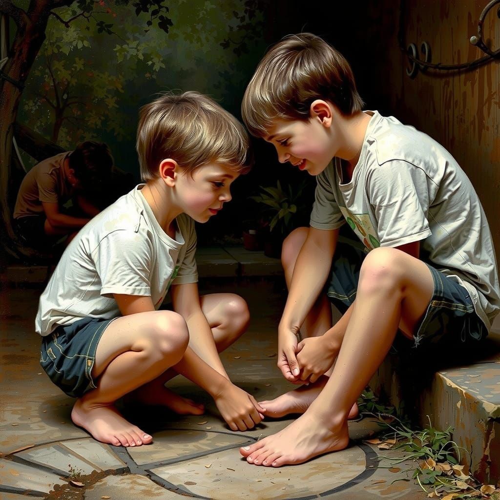 Friends Laughing Together in Impressionist Style