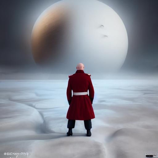 Hyperdetailed Man and Siamese Cat on Snowy Planet