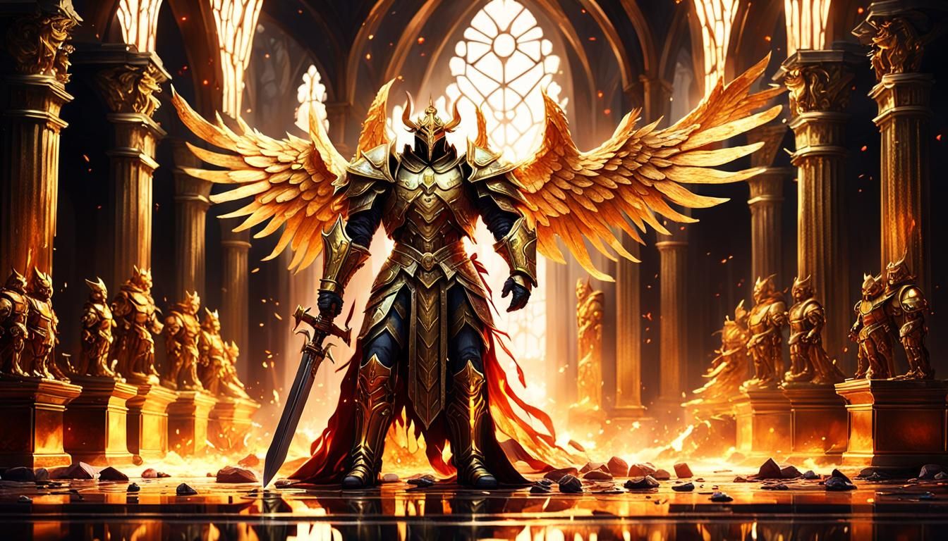 Fallen God Knight with Magma Sword