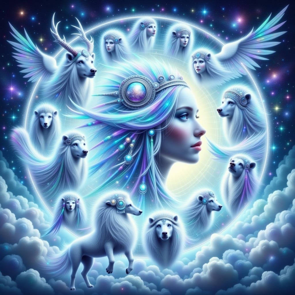 Celestial Zodiac Portrait in Dreamlike Impasto Style