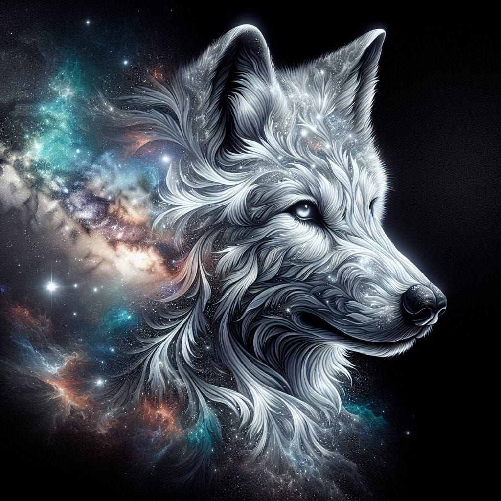 Wolf Shines in Ethereal Night Sky