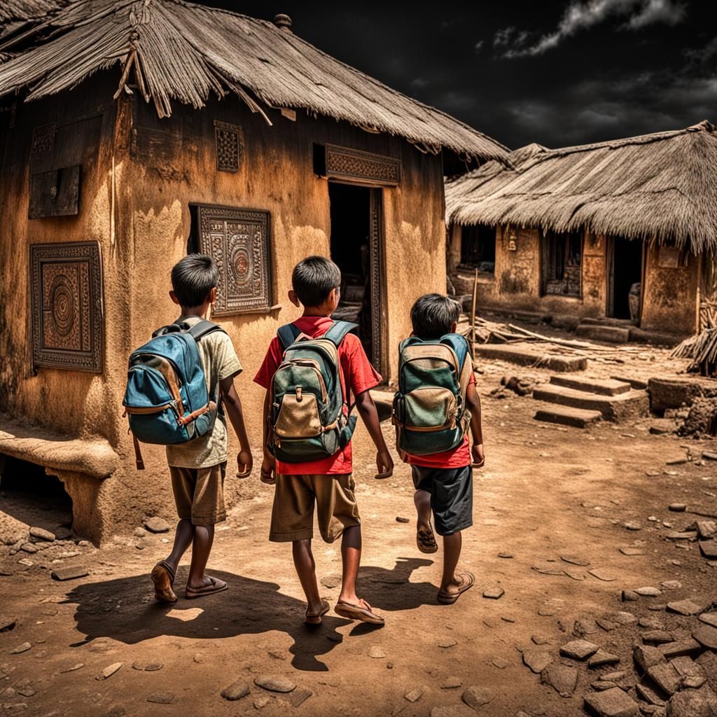 Backpackers Explore an Old Indian Village