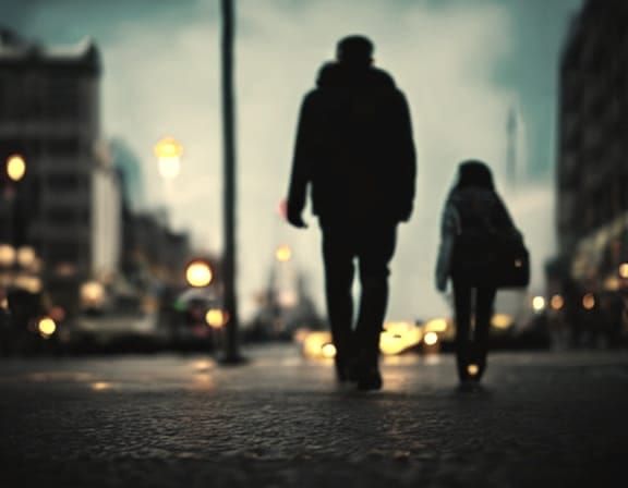 Street Photography: People in Neon City, Sepia Tone