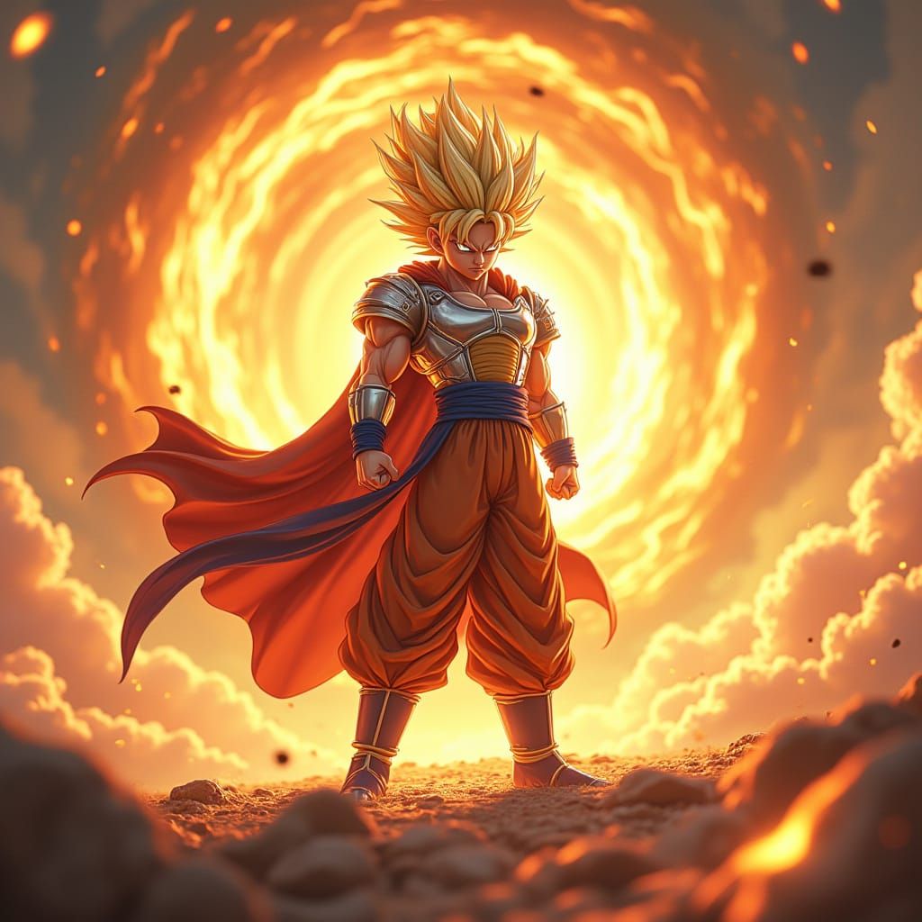 Epic Dragon Ballz Super Saiyan Hero in Anime Style