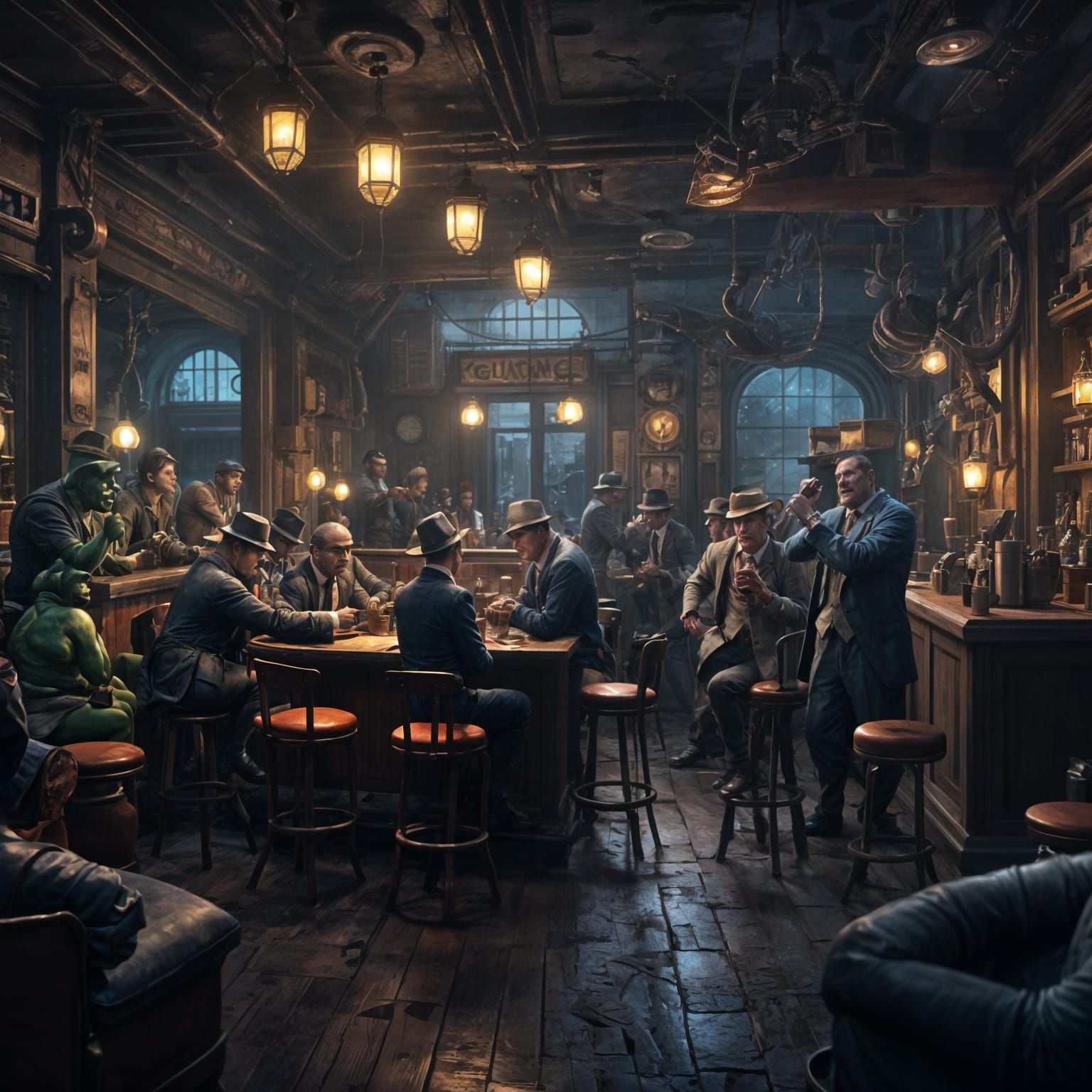 1920s Orcish Speakeasy: Pixar-Style 3D Digital Art