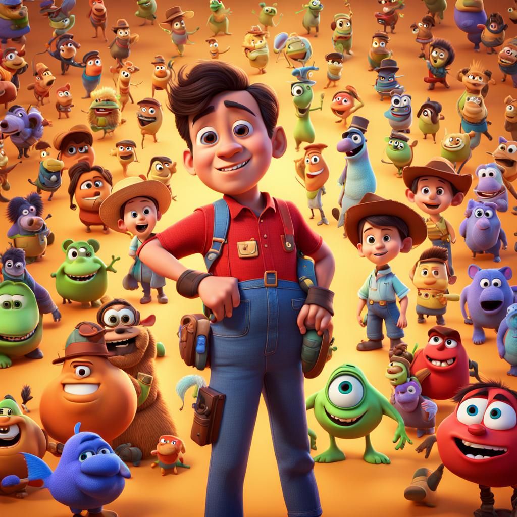 Pixar Family Portrait in 3D Digital Art