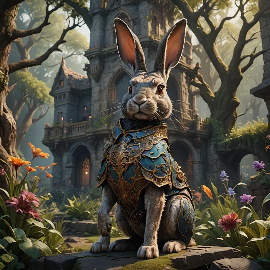 Fantastical Male Rabbit in Detailed Matte Painting